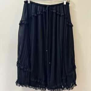 Max Studio Black Bubble Midi Skirt with Pleated Ruffles Small